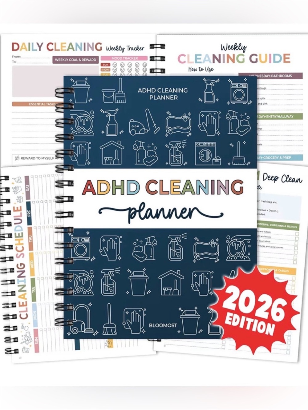 Brand new ADHD TikTok viral Cleaning Planner! Navy Blue (2026 Edition)